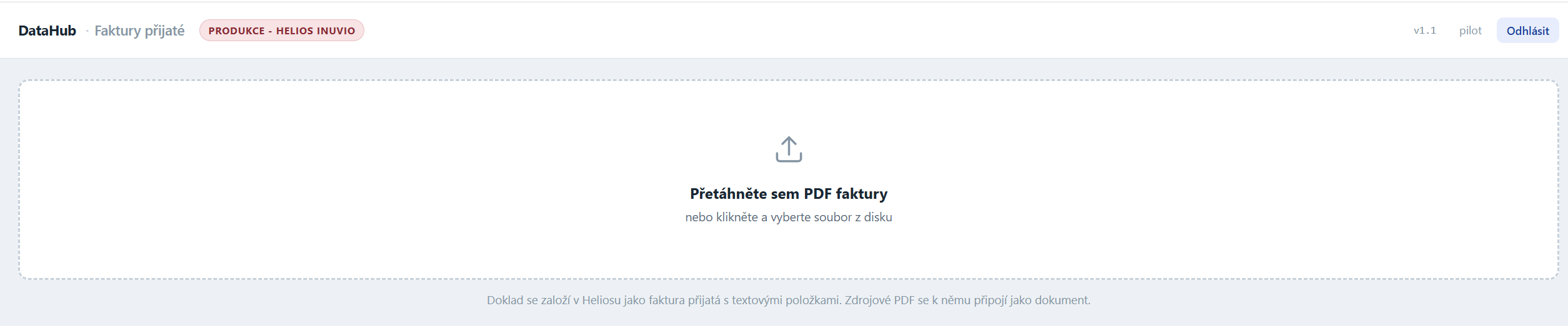 Přetáhnutí PDF faktury do ADAPTY Import faktur