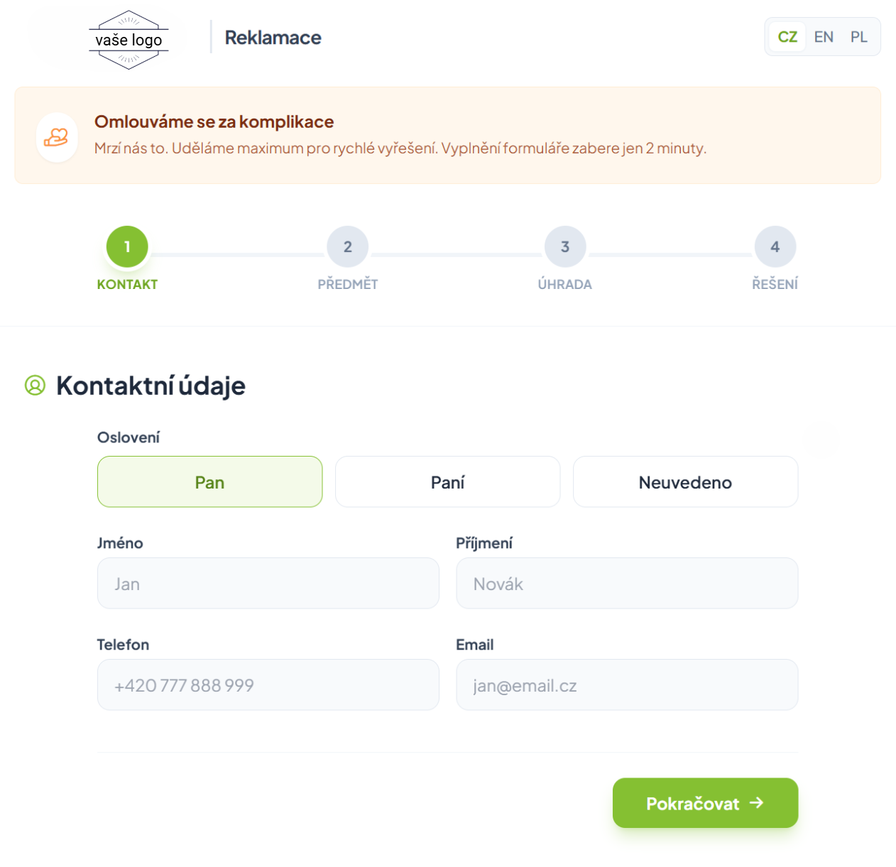 Detail reklamace